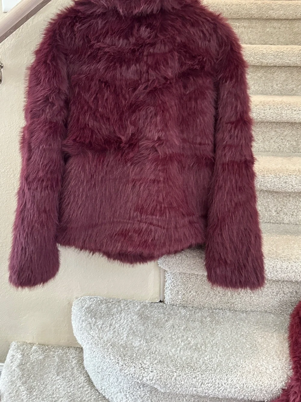 Women's Faux Fur Jacket - Burgundy